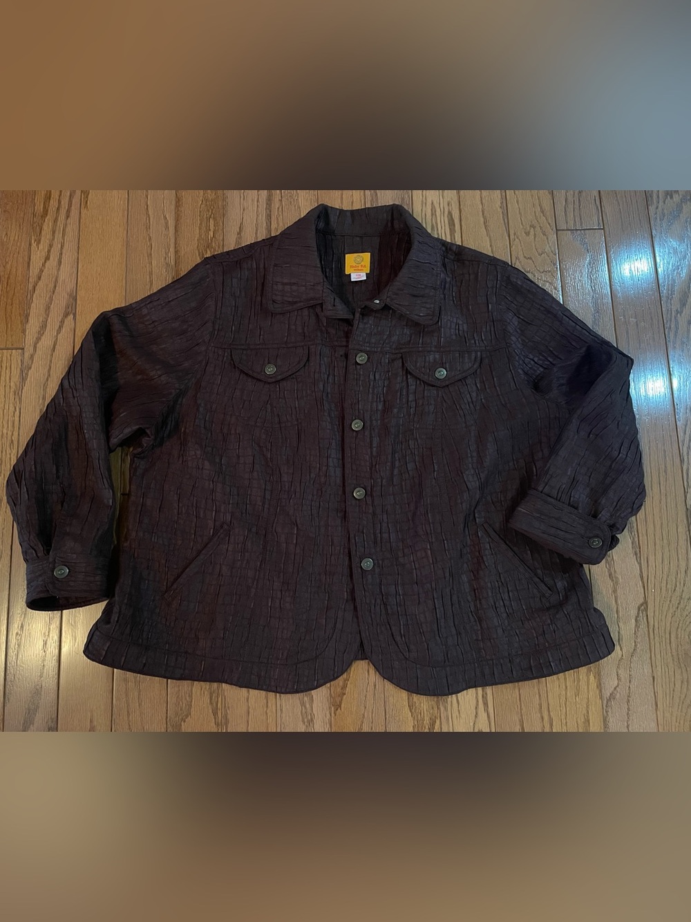 Ruby Rd. Woman Chocolate Brown Crinkle Button-Front Jacket Size 22W